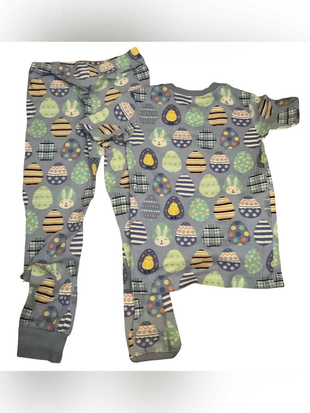 Gymboree Easter Bunny Pajama Set Boys 5T Blue Eggs Rabbits 2 Piece PJs